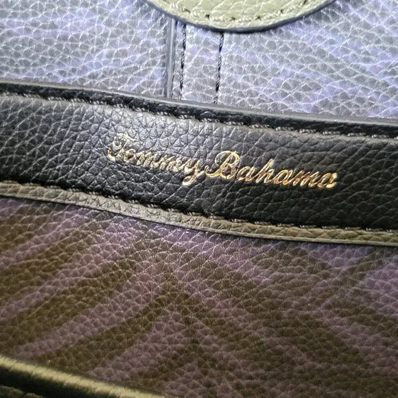 TOMMY BAHAMA Olive Green Leather Tote Bag Purse - Picture 7 of 8